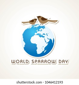 World Sparrow Day. Vector illustration of the date of sparrows. Cute sparrow card for world sparrow day.