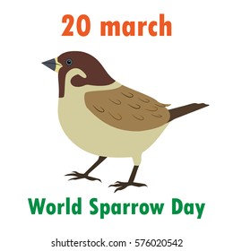 World Sparrow Day. Vector illustration of the date of sparrows. Cute sparrow card for world sparrow day.