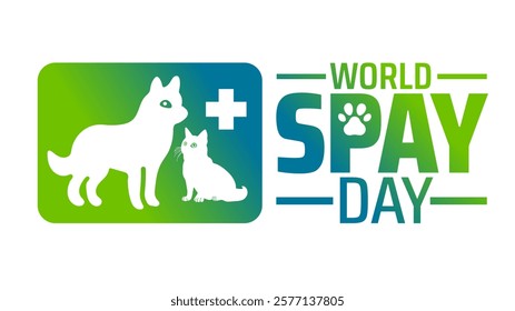 World spay day background banner or poster design template. observed every year in February. Holiday concept. Use to any Template, card, poster, placard, template.