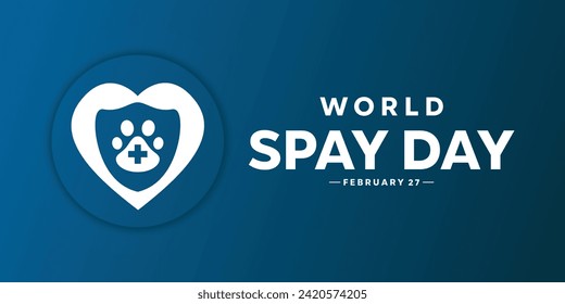 World Spay Day. Banners, cards, posters, social media and more. Blue  Baclground.