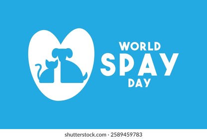 World Spay Day. February. Blue background. Flat design vector. Eps 10.