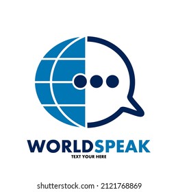 World speak vector logo template. This design use globe symbol. Suitable for speak global.