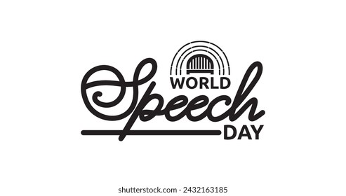 World Speech Day text Handwritten calligraphy Typography vector illustration. Great for celebrating speeches and speechmaking through live speaking events