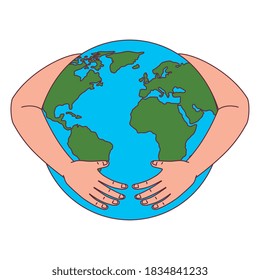 Esfera mundial con diseño de armas, Planeta continente Tierra y globo Tema Vector ilustración