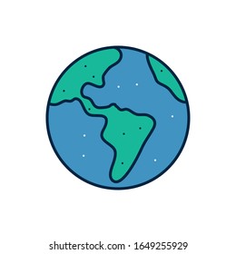 World sphere line fill style icon design, Planet continent earth globe ocen sea universe science and map theme Vector illustration