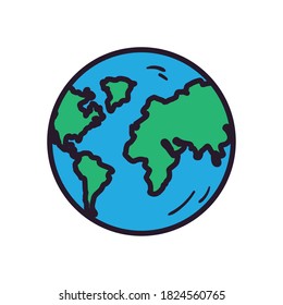 World sphere line and fill style icon design, Planet continent earth and globe theme Vector illustration