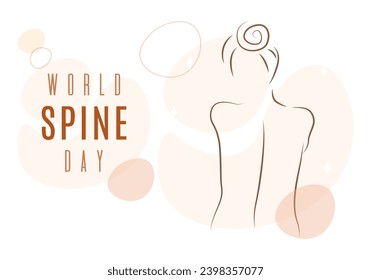 World Spine Day banner with woman back silhouette. Vector illustration