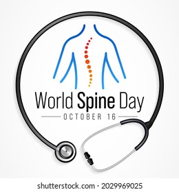 World Spine day is observed every year on September 16, is body's central support structure. It keeps us upright and connects the different parts of our skeleton to each other. Vector illustration