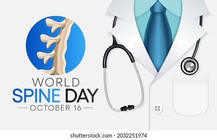 World Spine day is observed every year on September 16, is body's central support structure. It keeps us upright and connects the different parts of our skeleton to each other. Vector illustration