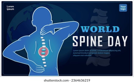 World Spine Day. Worldwide burden of spinal pain and disability, with earth and spine in the background. 3d vector, suitable for design elements, health and events - Shutterstock ID 2364636219