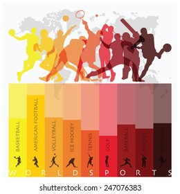 World Sport Isolate Action Icon Set Design Template