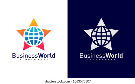 World Star logo vector template, Creative world logo design concepts