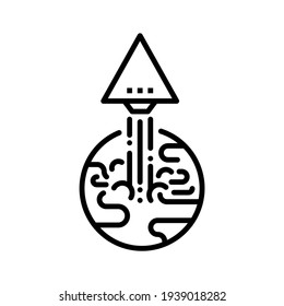 World startup icon. Line vector. Isolated on white background.