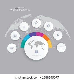 World of static Cycle and Partition color gradient chart origami paper color info-graphic template for diagram presentation chart and business concept with element options on isolated