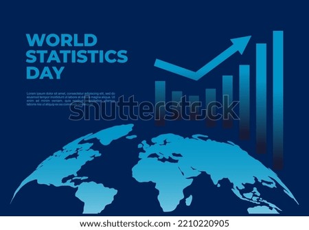 World statistic day background with earth map and graphic on blue color.