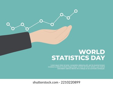 World statistic day background with hand hold chart graphic.