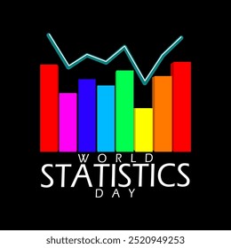 World Statistics Day celebrates on October 20th. Colorful bar graph with bold text on black background.