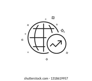 World Statistics line icon. Report chart or Sales growth sign. Data Analysis graph symbol. Geometric shapes. Random cross elements. Linear World Statistics icon design. Vector