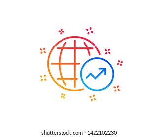 World Statistics line icon. Report chart or Sales growth sign. Data Analysis graph symbol. Gradient design elements. Linear world Statistics icon. Random shapes. Vector