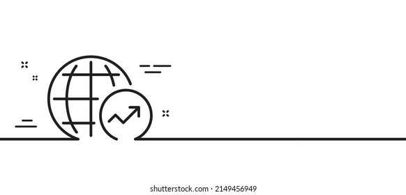 World Statistics line icon. Report chart or Sales growth sign. Data Analysis graph symbol. Minimal line illustration background. World Statistics line icon pattern banner. Vector