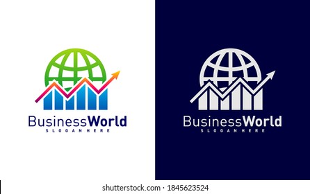 World Statistics logo design vector, Colorful World logo design template, Icon symbol