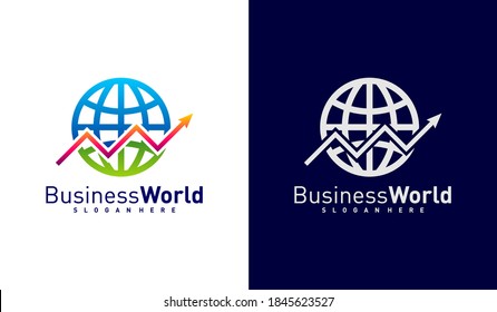 World Statistics logo design vector, Colorful World logo design template, Icon symbol