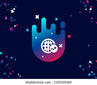World Statistics simple icon. Report chart or Sales growth sign. Data Analysis graph symbol. Cool banner with icon. Abstract shape with gradient. Vector