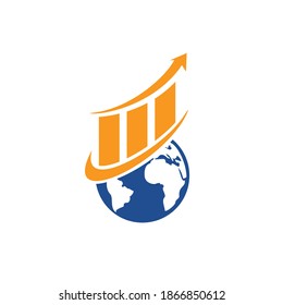 World Stats vector logo design template. World finance logo design concept.	