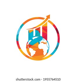 World Stats Vector Logo Design Template. World Finance Logo Design Concept.	