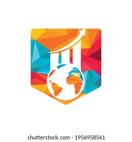 World Stats vector logo design template. World finance logo design concept.	
