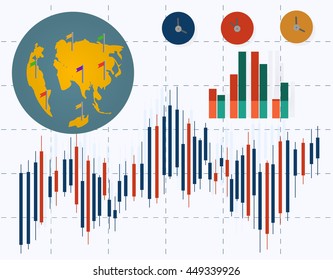 World stock exchange trading. Vector illustration.