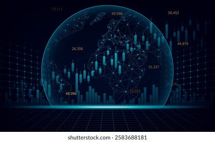 World stock market chart. Vector illustration. Sketch for creativity.