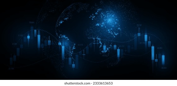 World stock market investment trading graph for your business presentation. Modern hi-tech background. Chart of investment financial data with futuristic Earth globe. Vector illustration.