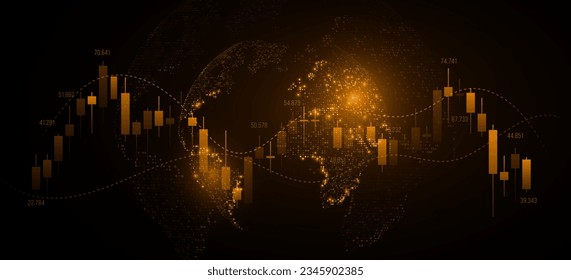 World stock market investment trading graph for your business design. Modern hi-tech background. Chart of investment financial data with futuristic Earth globe. Vector.