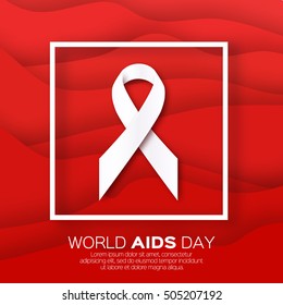 World Stop Aids Day on red origami background. Awareness.