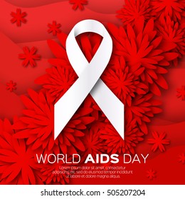 World Stop Aids Day on red origami background. Awareness.