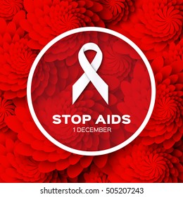 World Stop Aids Day on red origami background. Awareness.