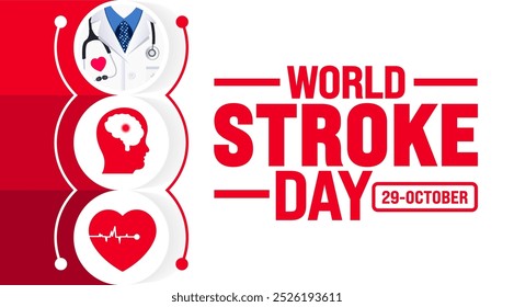 World Stroke Day Hintergrund oder Banner Design-Vorlage wird jedes Jahr im Oktober beobachtet. Urlaubskonzept. Vorlage für Karte, Poster, Plakat, Vorlage. 10 EPS