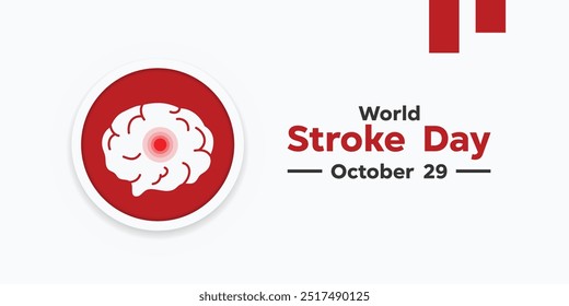 World Stroke Day. Brain. Great for cards, banners, posters, social media and more. White background.