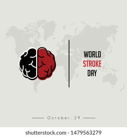 World Stroke Day With the brain (side black and other side red)