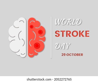 World Stroke Day Design Vektorgrafik im Papierschnitt-Stil. 29. Oktober