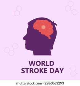 Ilustración del día del derrame cerebral mundial, fondo plano. Make May Purple