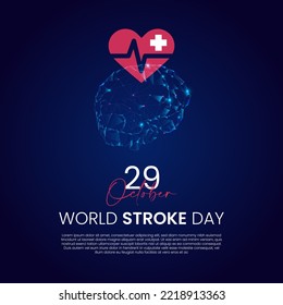 World Stroke day is observed every year on October 29. Health care awareness campaign. Vector Illustration.