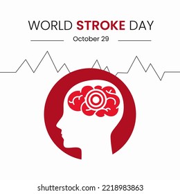 World Stroke day is observed every year on October 29. Health care awareness campaign. Vector Illustration.