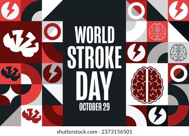 World Stroke Day. October 29. Holiday concept. Template for background, banner, card, poster with text inscription. Vector EPS10 illustration