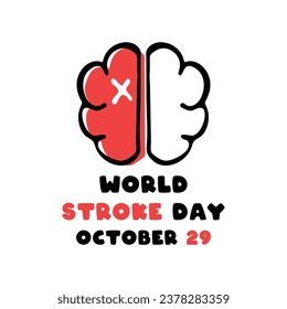 World Stroke Day. October 29. Hand drawn brain icon. Eps 10.