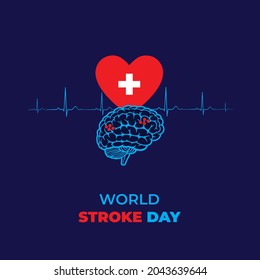 World Stroke Day. October 29th.  Health Care Awareness Campaign. Vector Illustration.