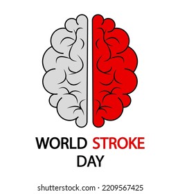 World Stroke Day red brain, vector art illustration.