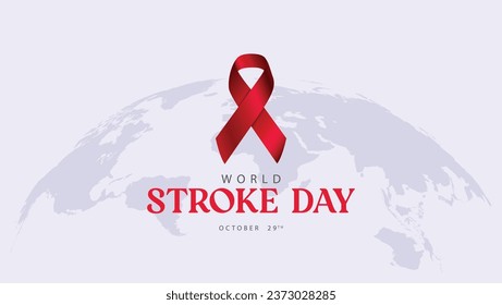 World stroke day. Red color ribbon symbol vector illustration. Suitable for banners, web, social media, greeting cards etc