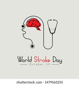 World Stroke Day With Stethoscope Human Head and Brain vector design